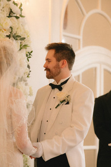 Wedding at The Wimbish House in Midtown ceremony photography of the handsome groom