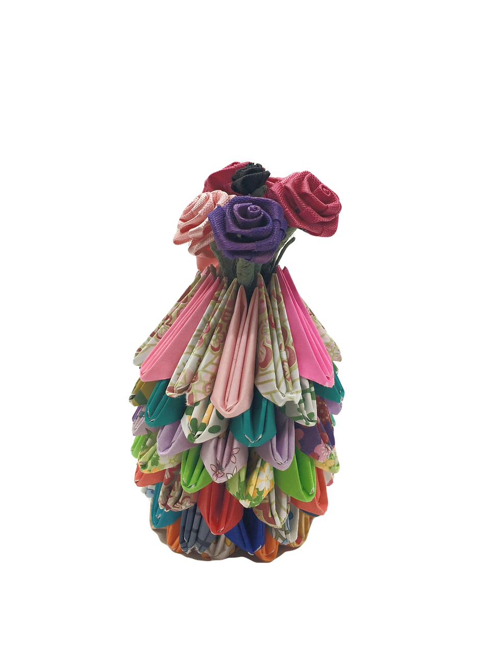 Thumbnail: Origami Small Multi-Colored Vase with Bouquet of Flowers