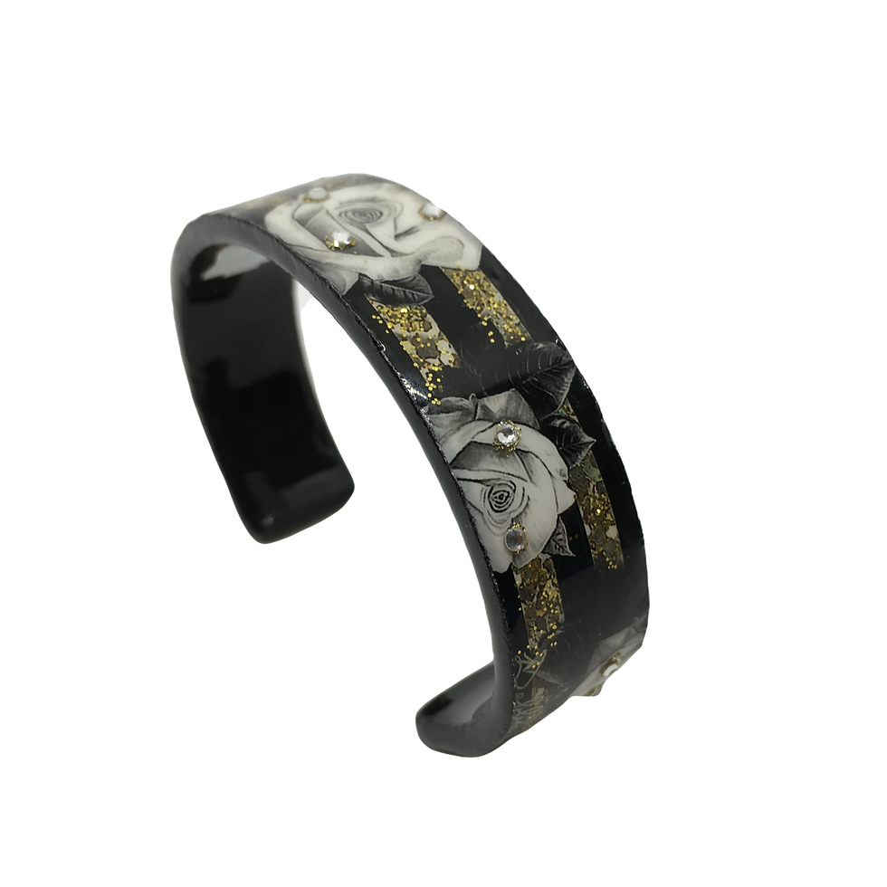 Thumbnail: Nano Cuff Bracelet - Rose Stripe Black Gold