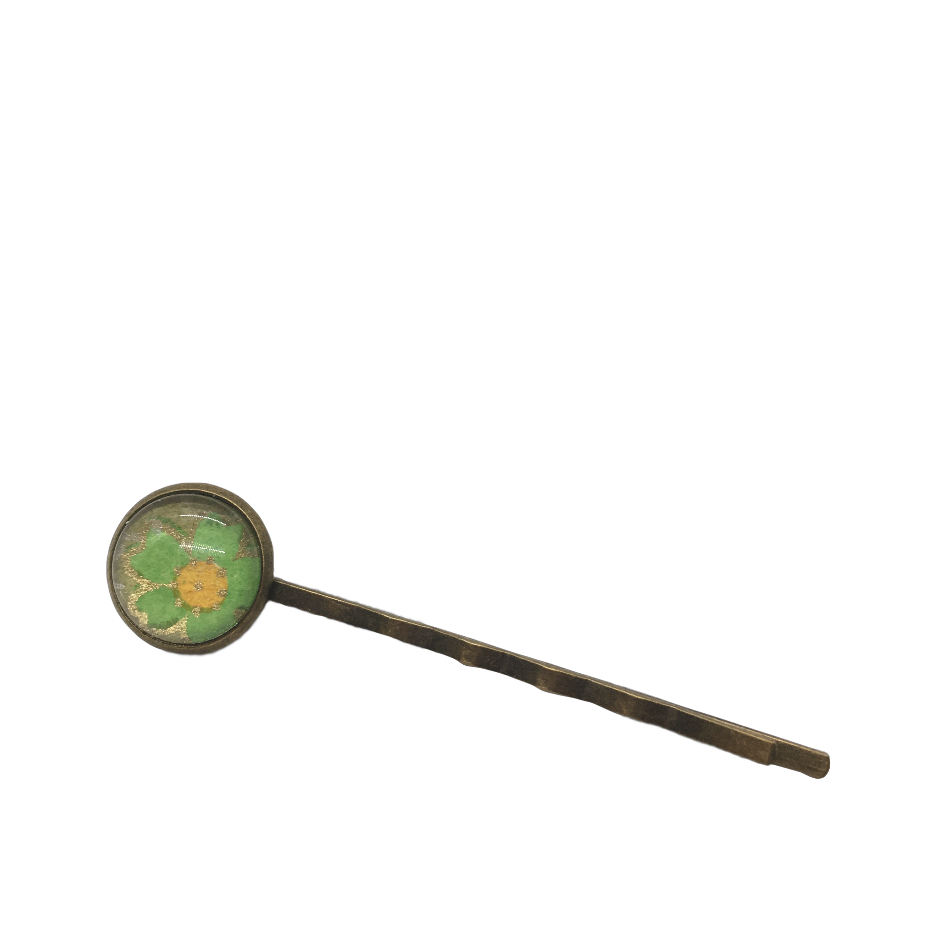 Origami Hair Pin - Green Flower