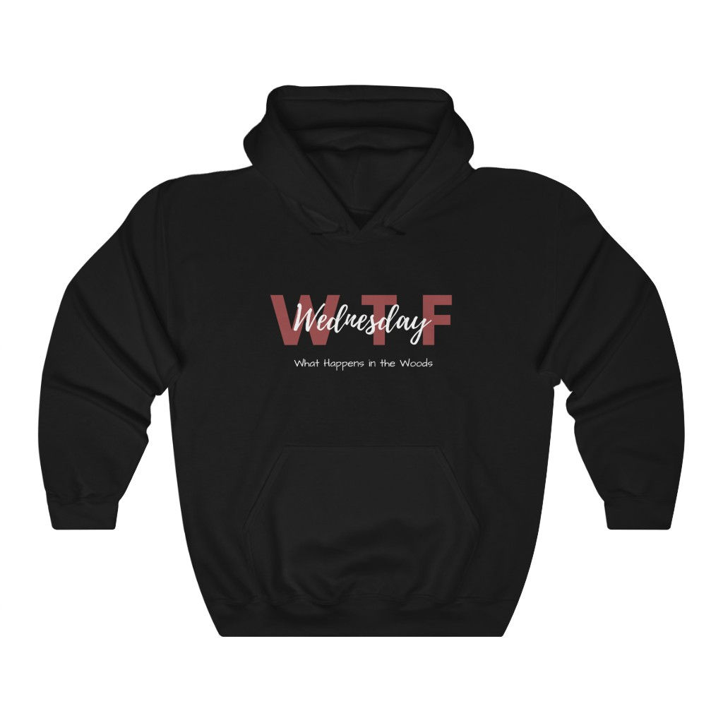 WTF Logo on a dark hoodie