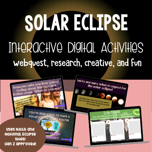 Solar Eclipse 2024 | Digital Interactive Activities | Fun & Creative | Webquest