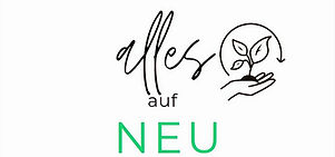 Logo von „Alles auf Neu“: elegante schwarze Schrift mit dem Wort „alles“, darunter klein „auf“, und in Grün das Wort „NEU“. R