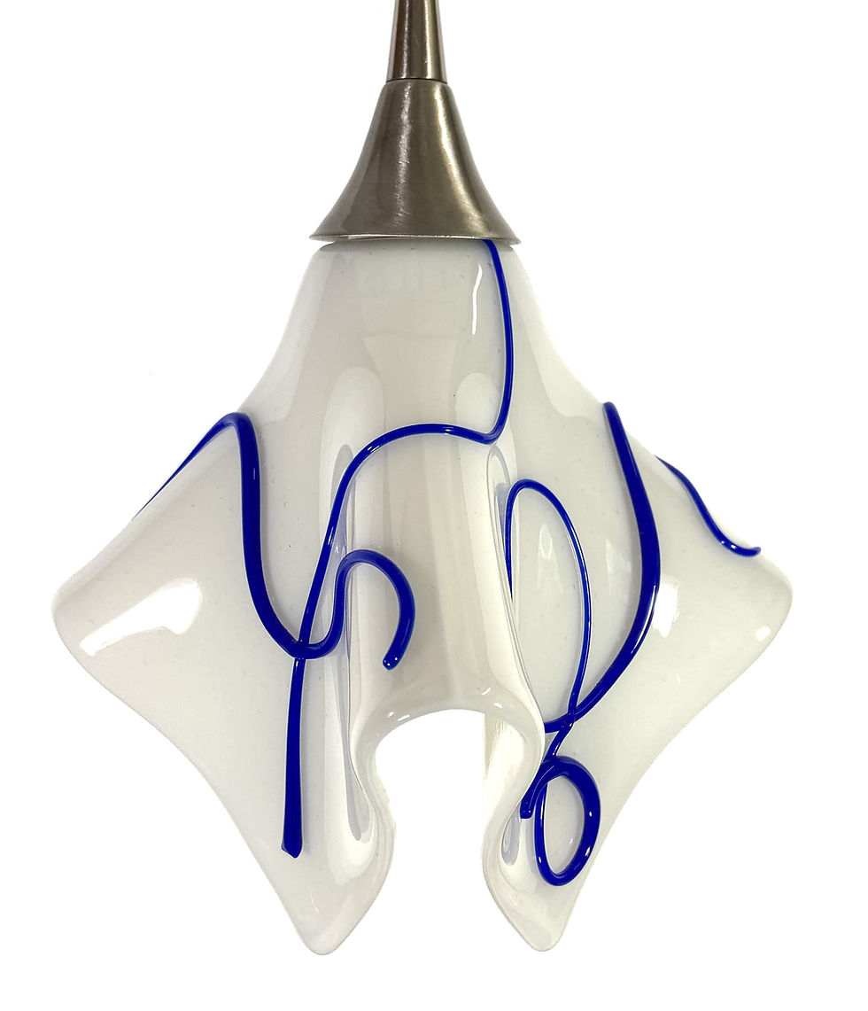 Thumbnail: Glass Pendant Light Shade with Curly, Wavy Glass Accents