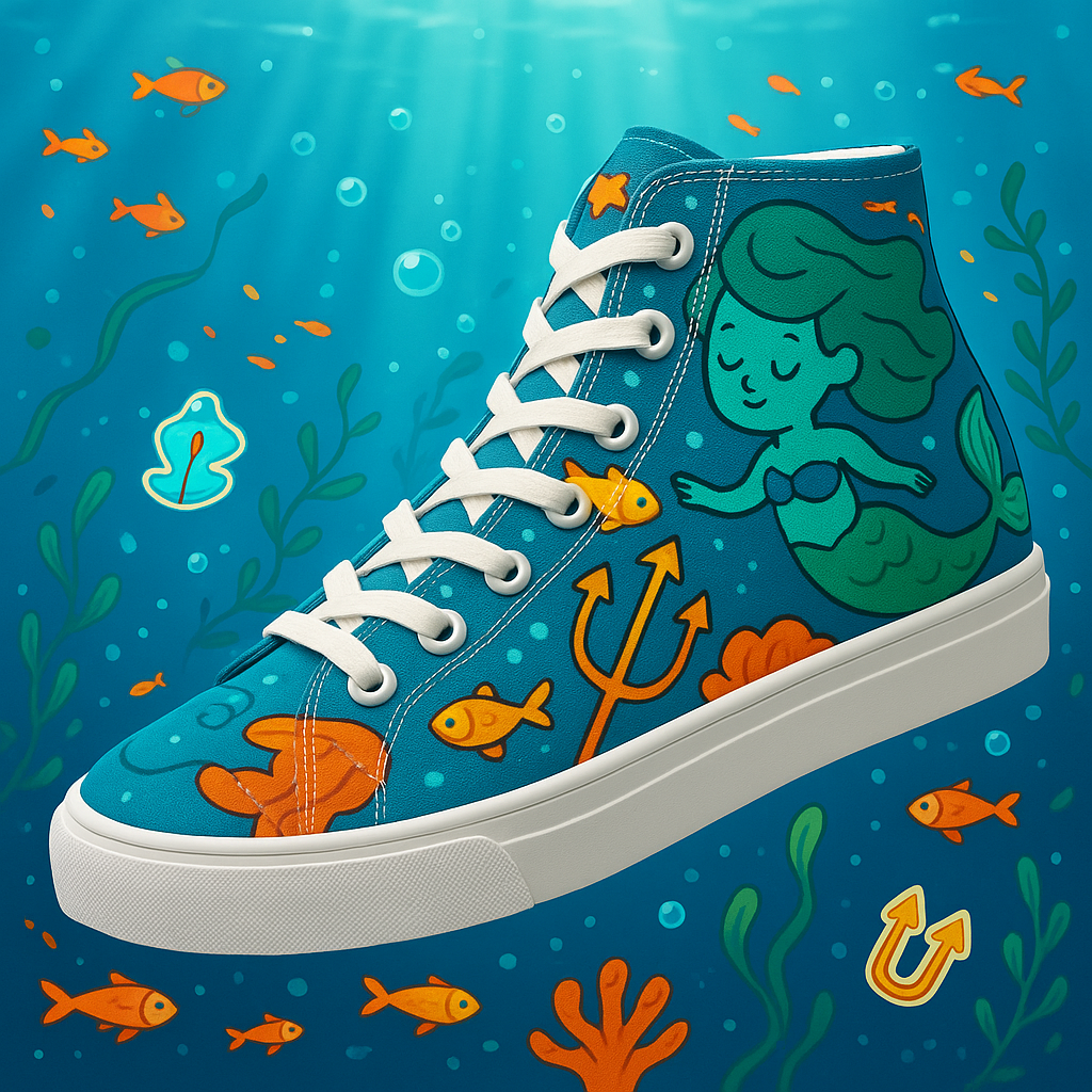 Mermaid and Sea Creatures Cartoon Shoes