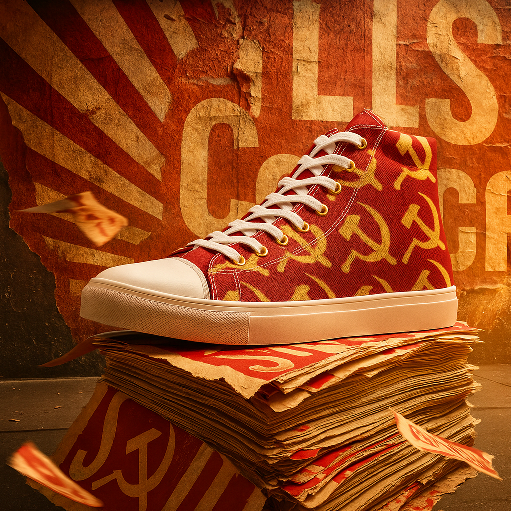 Red Hammer and Sickle Pattern Shoes