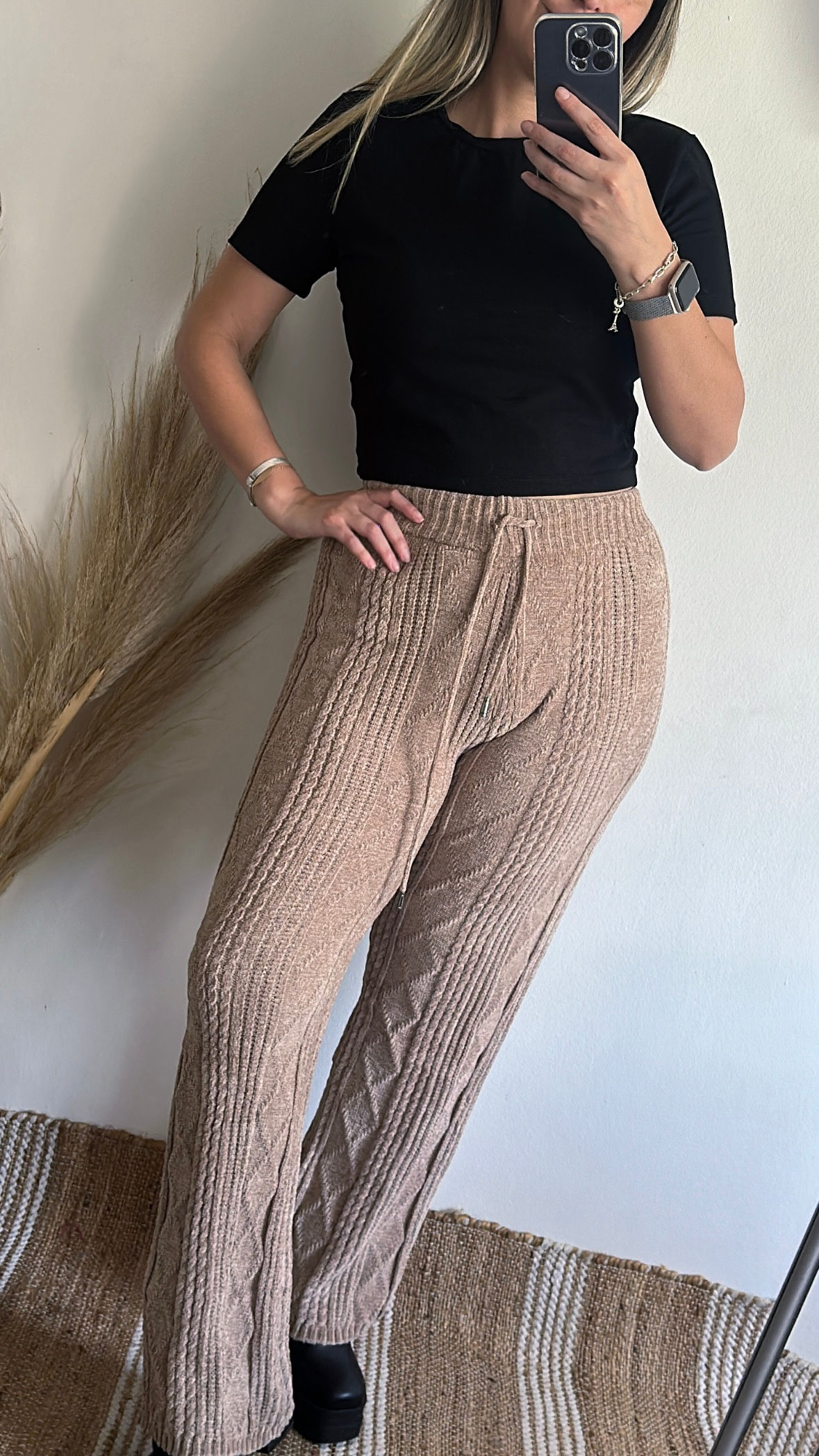 PANTALÓN CHENILLE ROMBO BEIGE