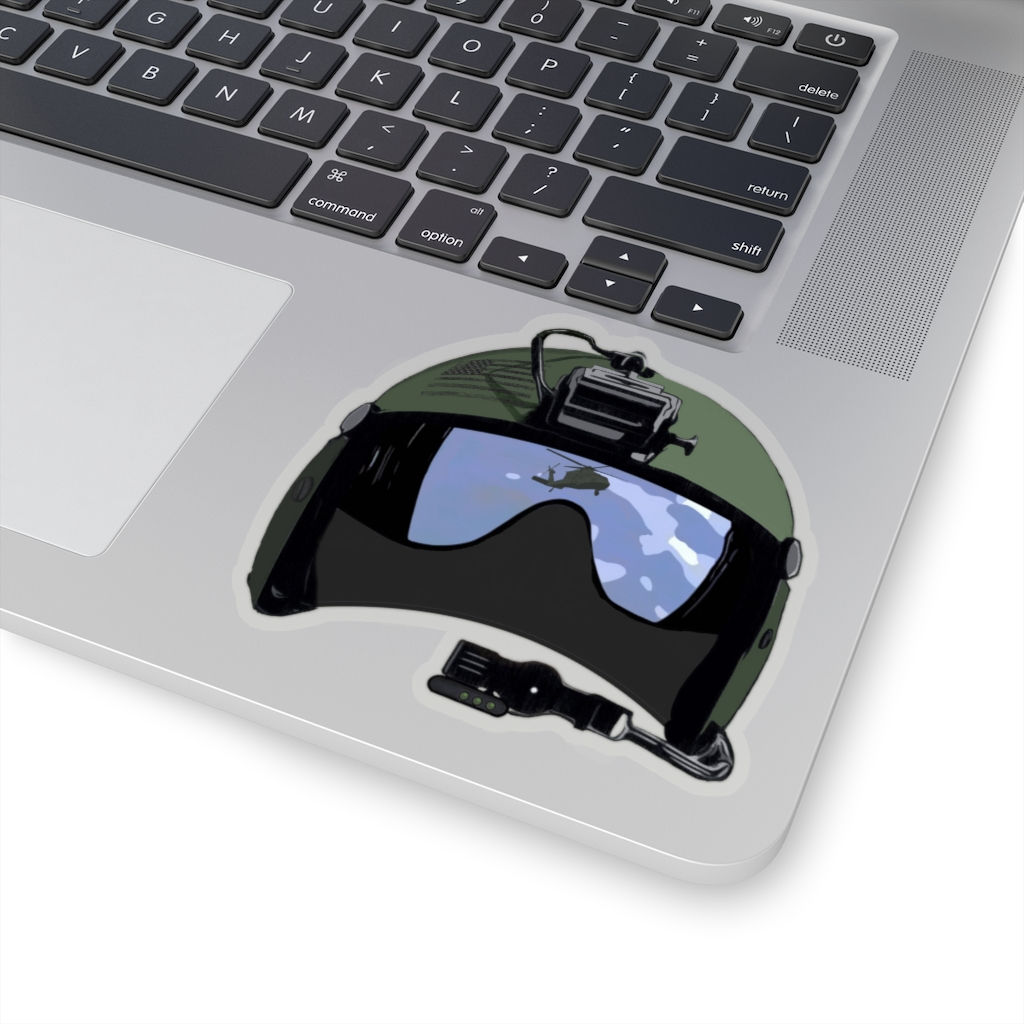 Army Helicopter Helmet w Blackhawk Reflection Precision-Cut Sticker
