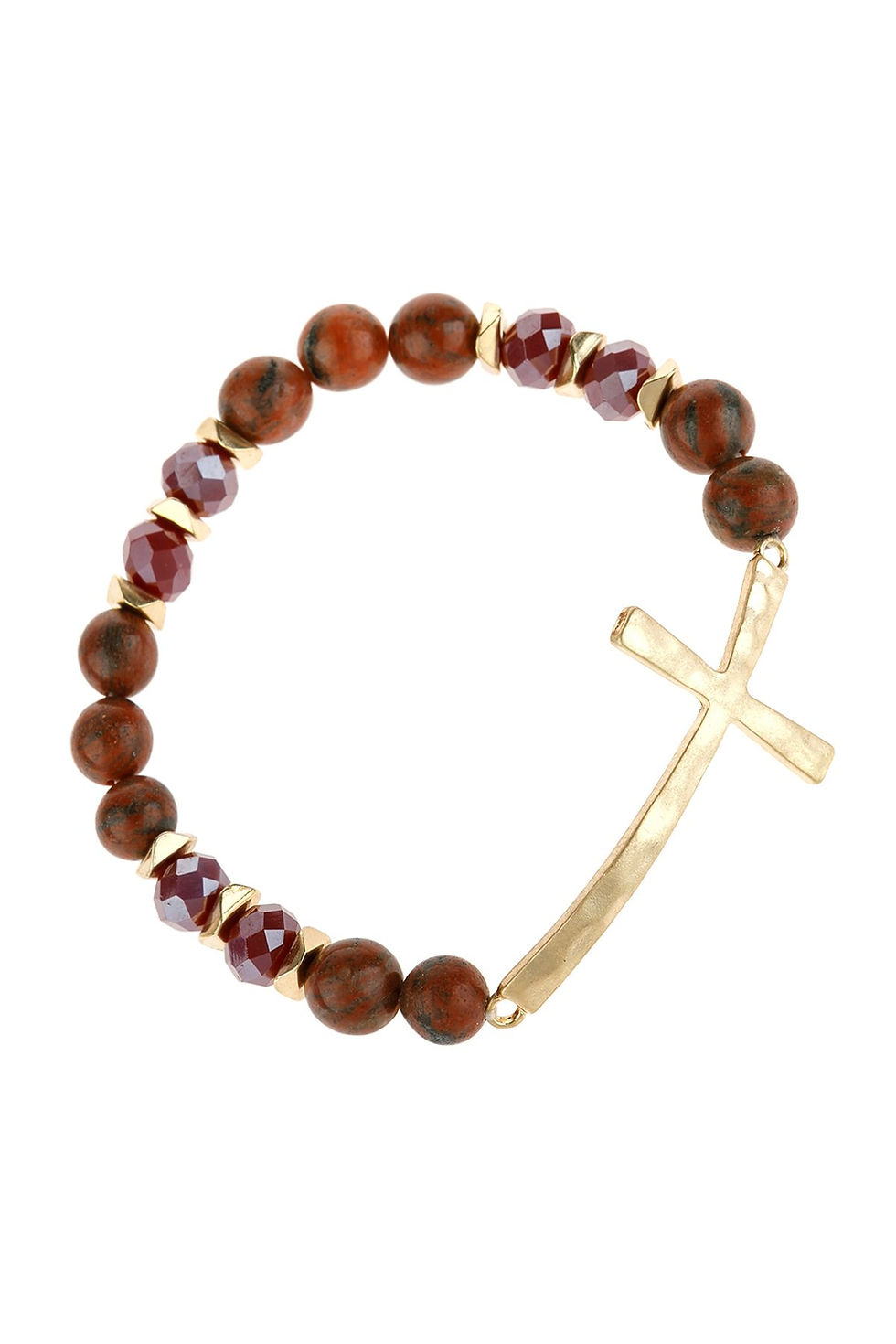 Thumbnail: Mix Beads Hammered Cross Bracelet