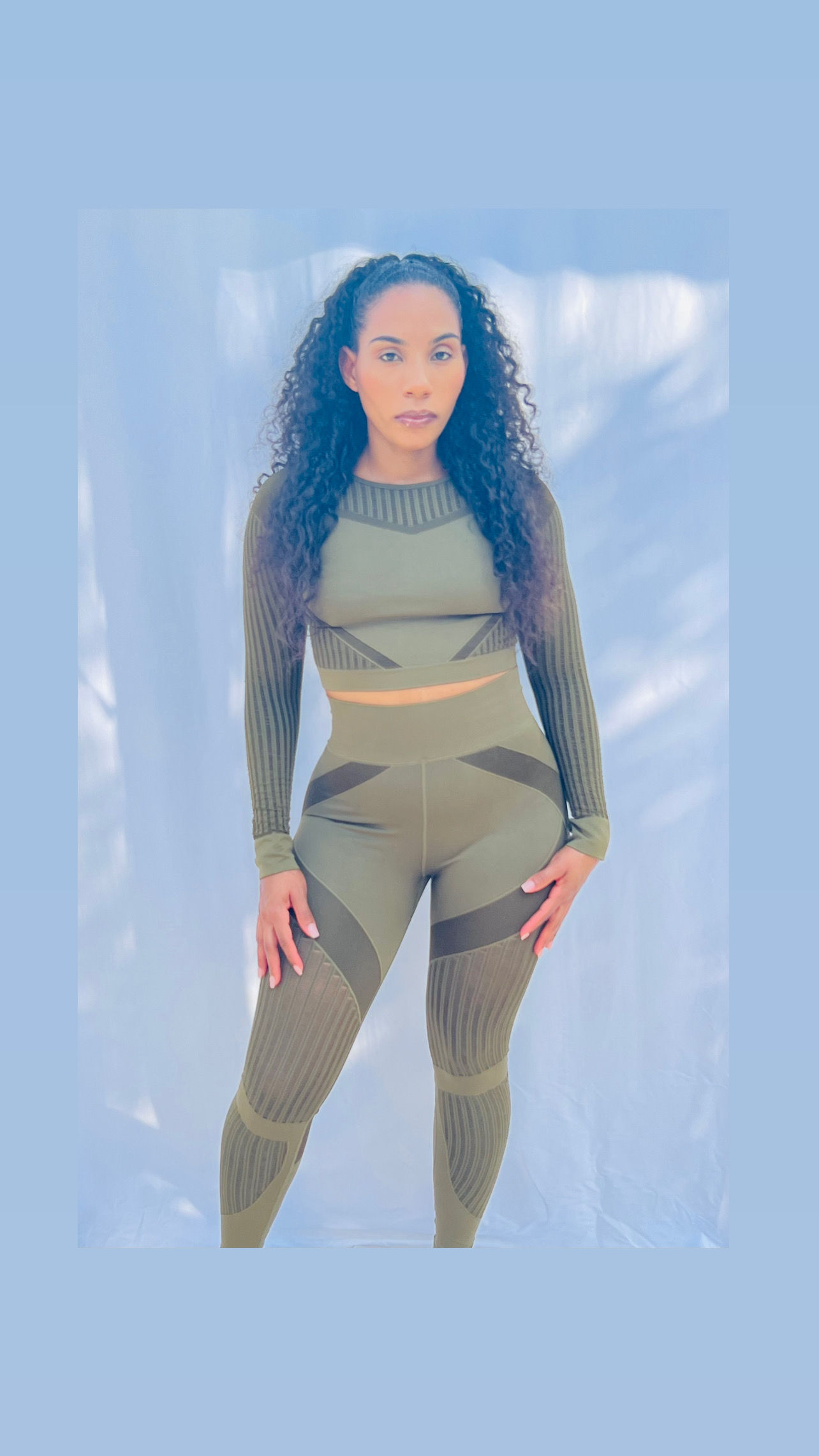 High Waist Long Sleeve Crop Top Sets