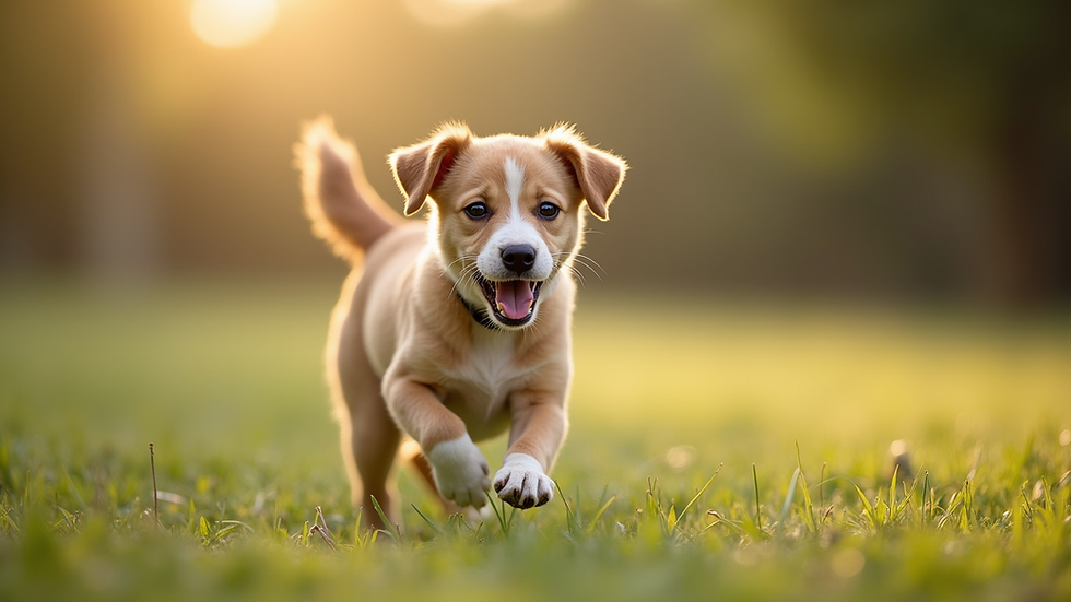 Close-up view of a healthy dog enjoying outdoor playtime