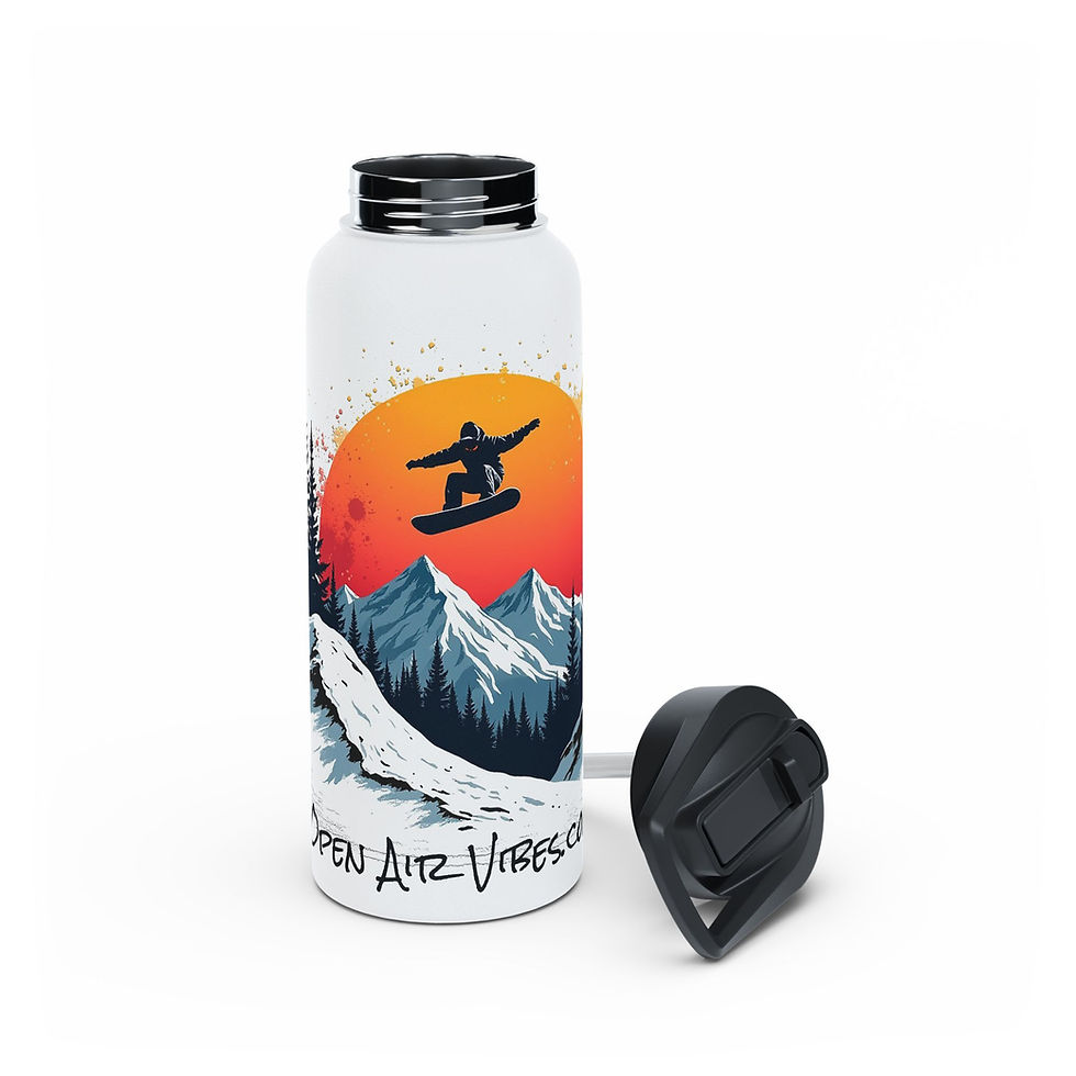 Thumbnail: Open Air Mountain Snowboarding Vibes Stainless Steel Water Bottle