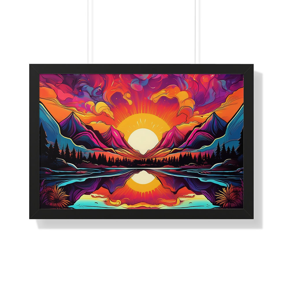 Thumbnail: Sunset Mountain Lake Vibes Framed Horizontal Poster