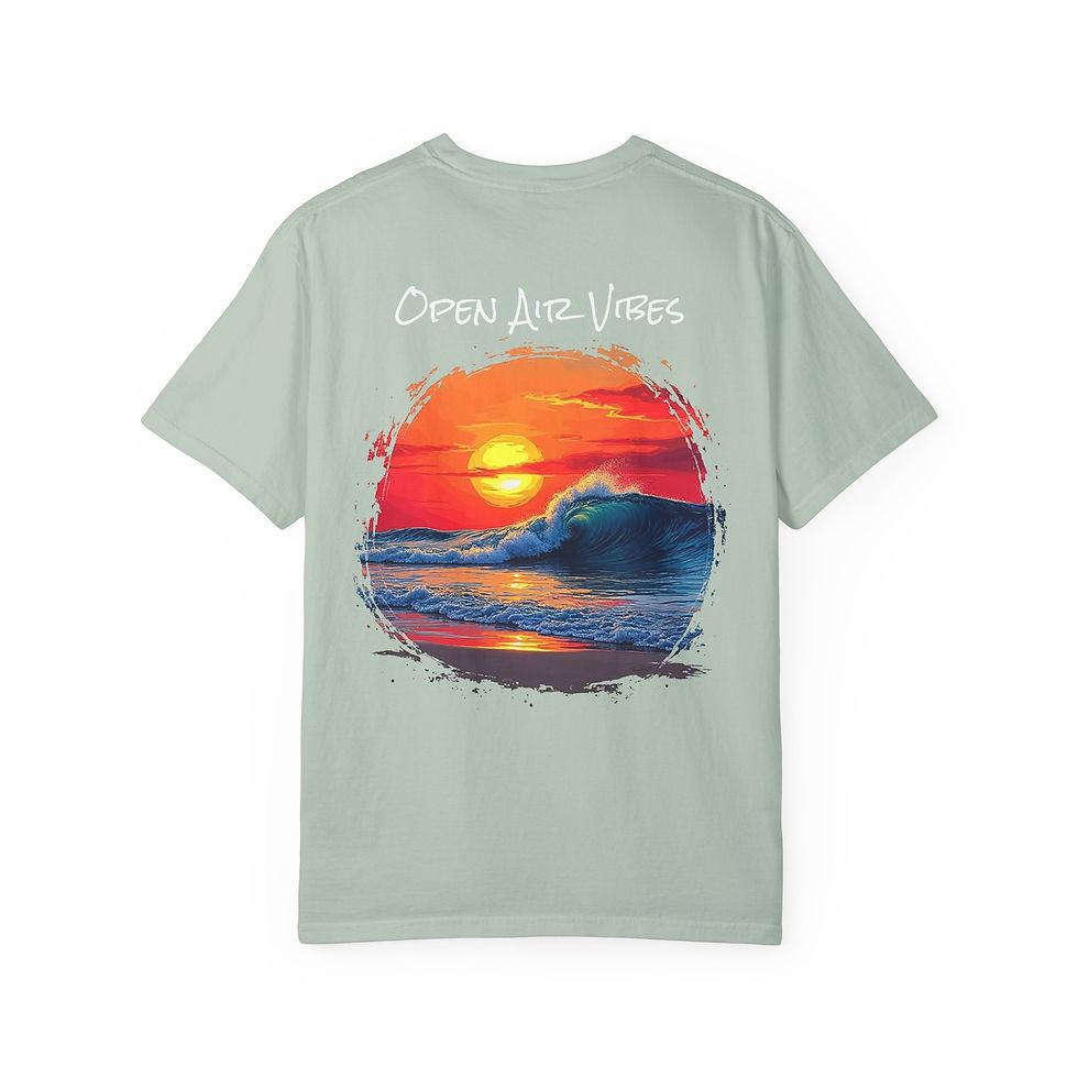 Thumbnail: Open Air Sunset Beach Shorepound Vibes Unisex Garment-Dyed T-shirt