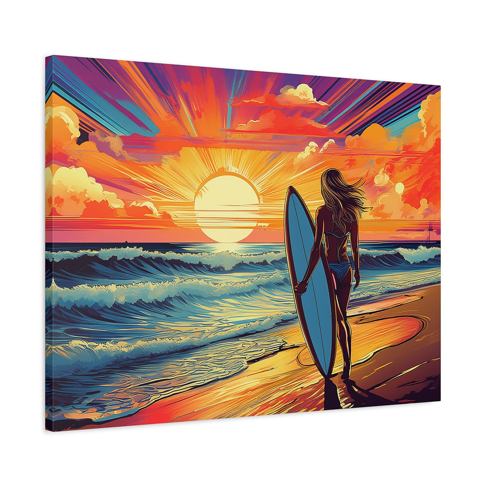 Thumbnail: Open Air Surfer Girl Vibes Canvas Gallery Wraps