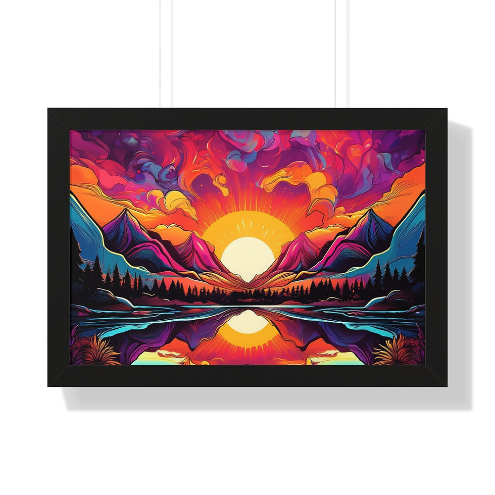 Thumbnail: Sunset Lake Funky Vibes Framed Horizontal Poster