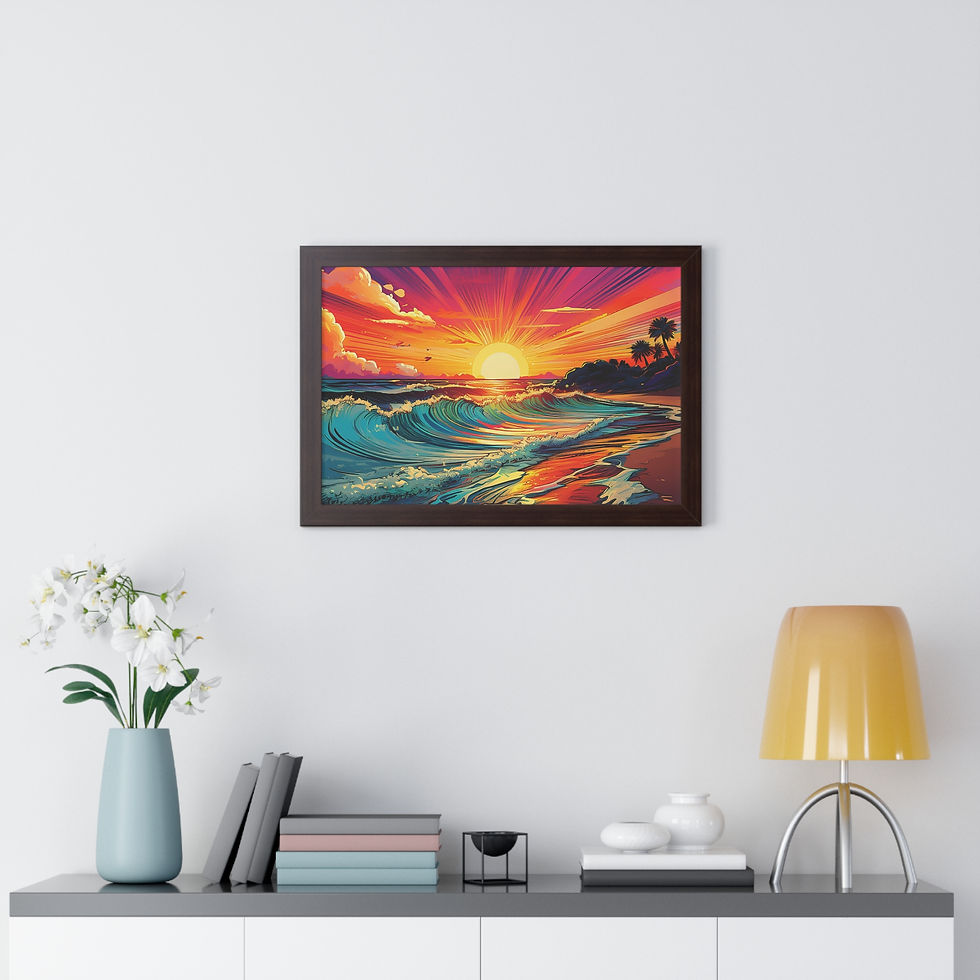 Thumbnail: Open Air Sunset Tropical Beach Vibes Framed Horizontal Poster