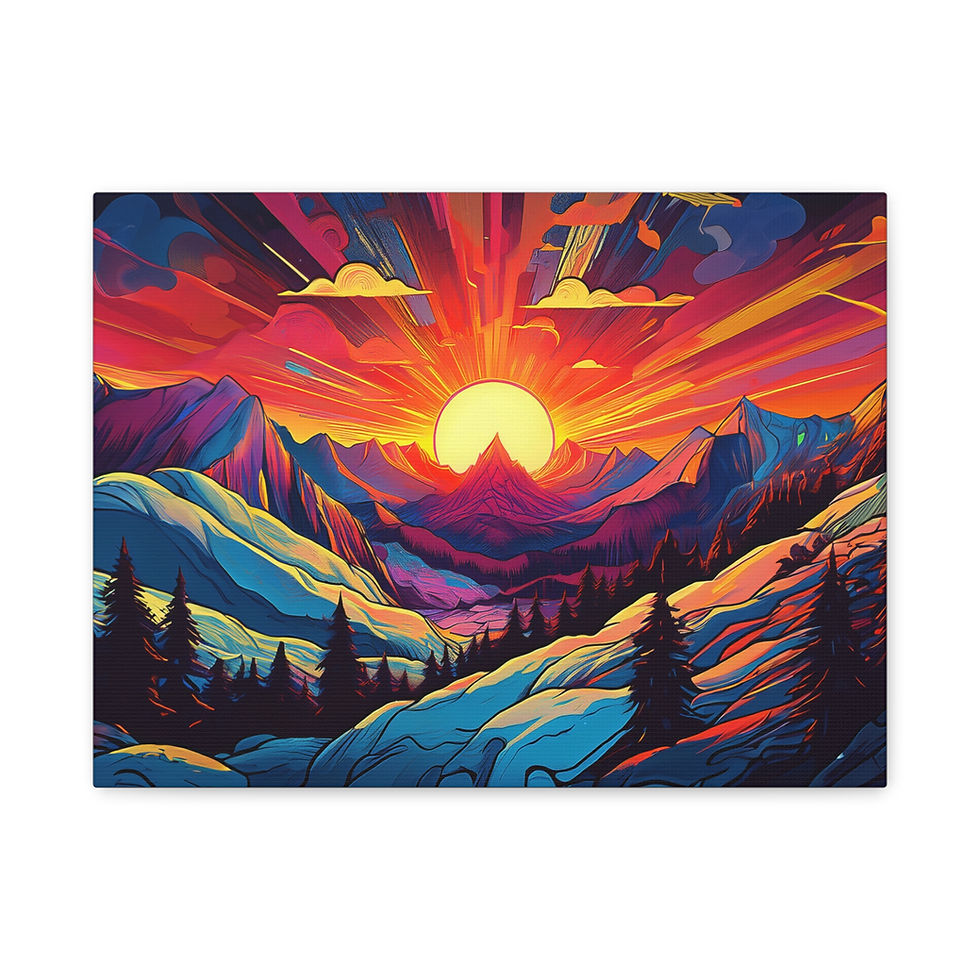 Thumbnail: Open Air Sunset Snowy Mountain Vibes Canvas Gallery Wraps