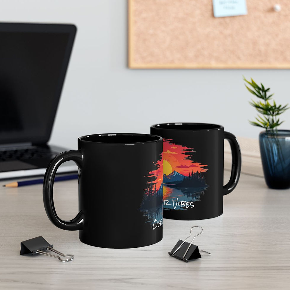 Thumbnail: Black Mug - Open Air Vibes Sunset Alpine Mountain Lake Vibes