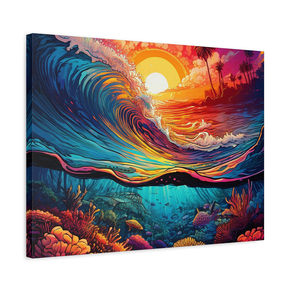 Thumbnail: Open Air Sunset Reef Break Beach Vibes Canvas Gallery Wraps
