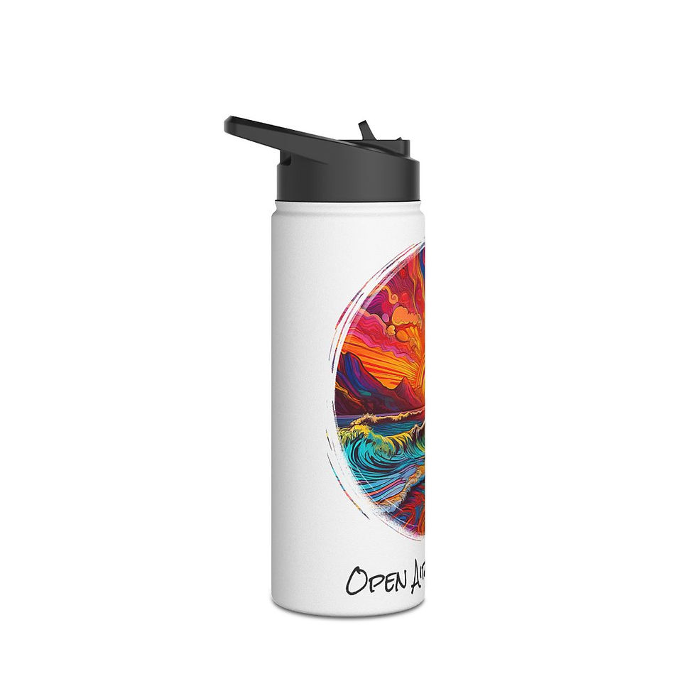 Thumbnail: Open Air Sunset Beach Funky Vibes Stainless Steel Water Bottle, Standard Lid