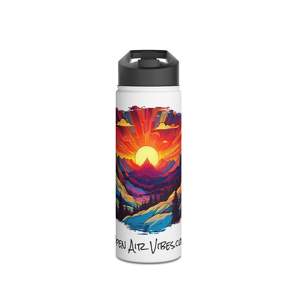 Thumbnail: Open Air Sunset Snowy Mountain Vibes Stainless Steel Water Bottle