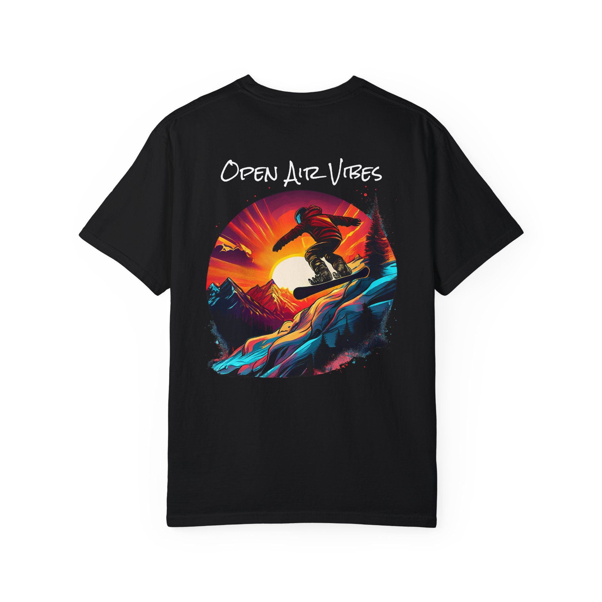 Open Air Snowboarding Big Air Vibes Unisex Garment-Dyed T-shirt