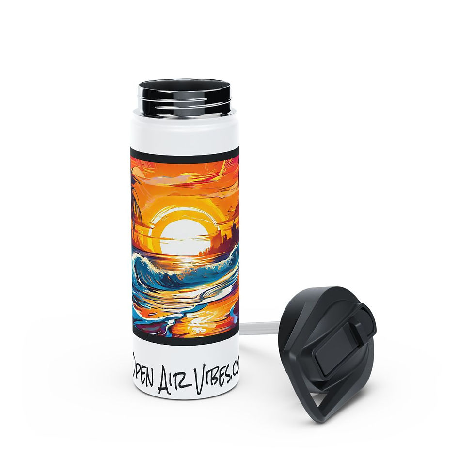 Thumbnail: Sunset Beach Vibes Stainless Steel Water Bottle, Standard Lid