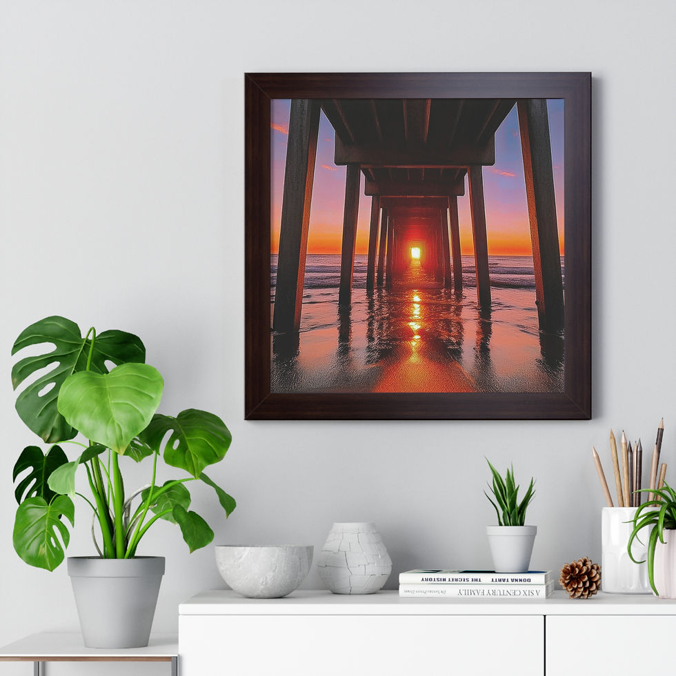 Thumbnail: Open Air CA Sunset Pier Vibes Framed Horizontal Poster
