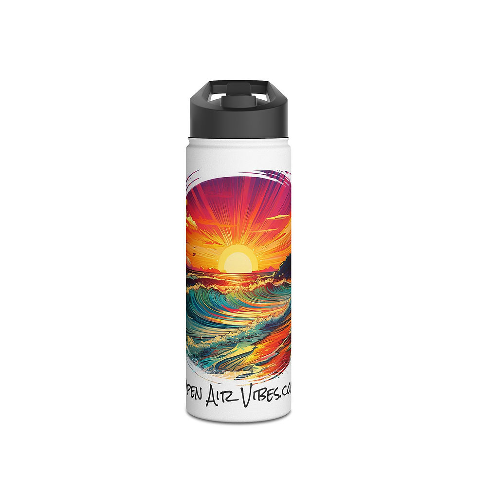 Thumbnail: Open Air Sunset Tropical Beach Vibes Stainless Steel Water Bottle