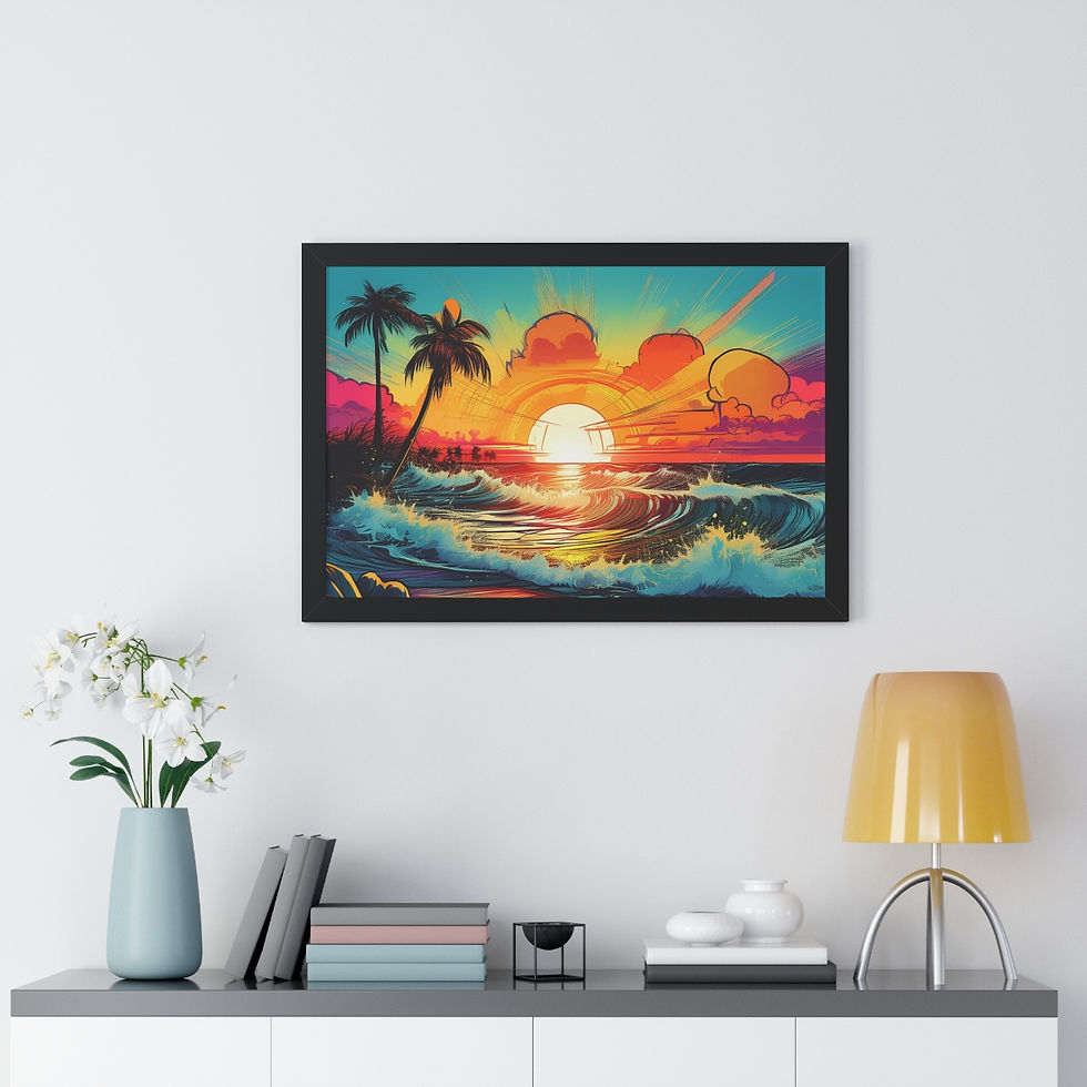 Thumbnail: Sunset Black Beach Vibes Framed Horizontal Poster