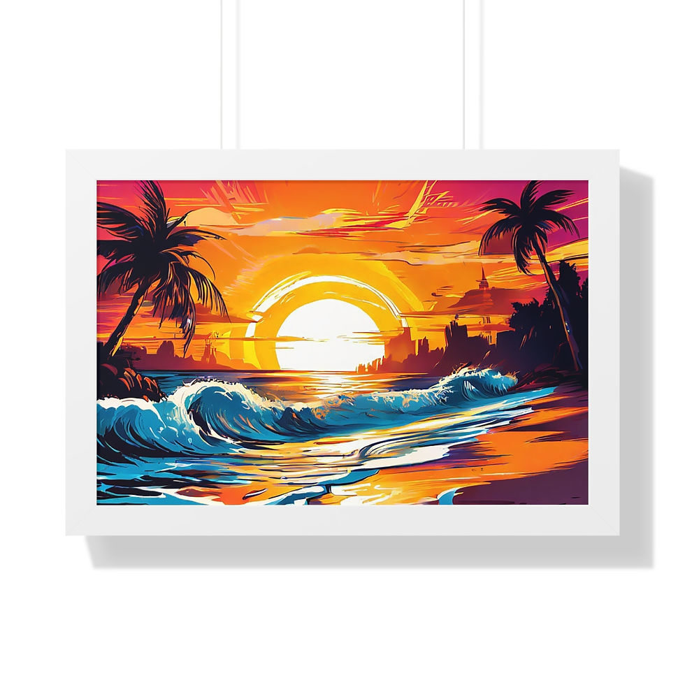 Thumbnail: Sunset Black Palm Beach Vibes Framed Horizontal Poster