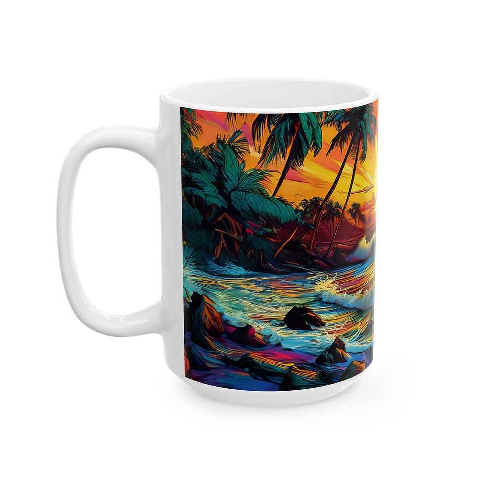 Thumbnail: Open Air Vibes Sunset Rocky Point Beach Vibes Ceramic Mug, (11oz, 15oz)