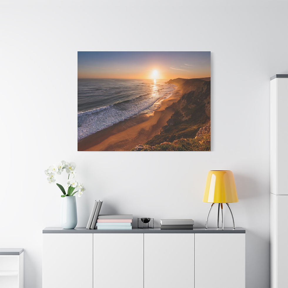 Thumbnail: Open Air Vibes CA Sunset Coastline Cliff Matte Canvas Art — Beach Wall Decor