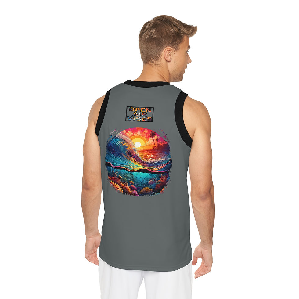 Thumbnail: Open Air Coral Reef Vibes Unisex Basketball Jersey (AOP)