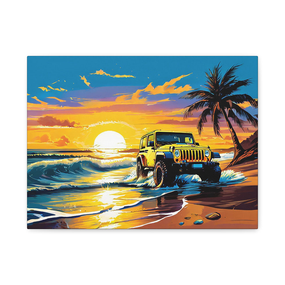 Thumbnail: Open Air Vibes Vibrant Beach Jeep Canvas Art, Coastal Home Wall Art