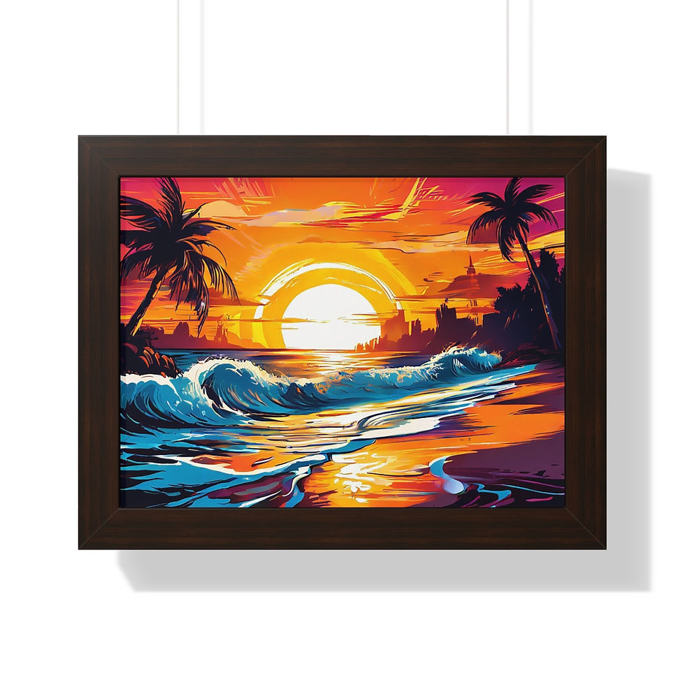 Thumbnail: Sunset Black Palm Beach Vibes Framed Horizontal Poster