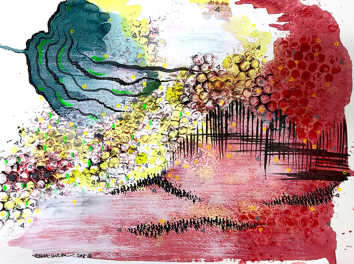 EKG,Relocate,Acrylic and Ink On Paper, 2