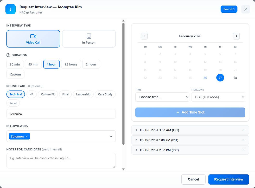 CAP CRM Interview Setup
