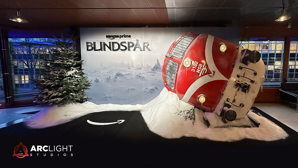 Tågdekor och snöeffekter till filmlansering i Filmhuset.