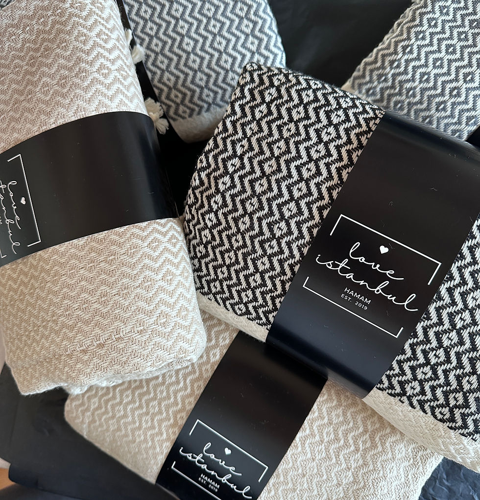 Miniaturbild: Personalisierung Hamamtuch NAZAN  black/nature grey/nature beige/nature