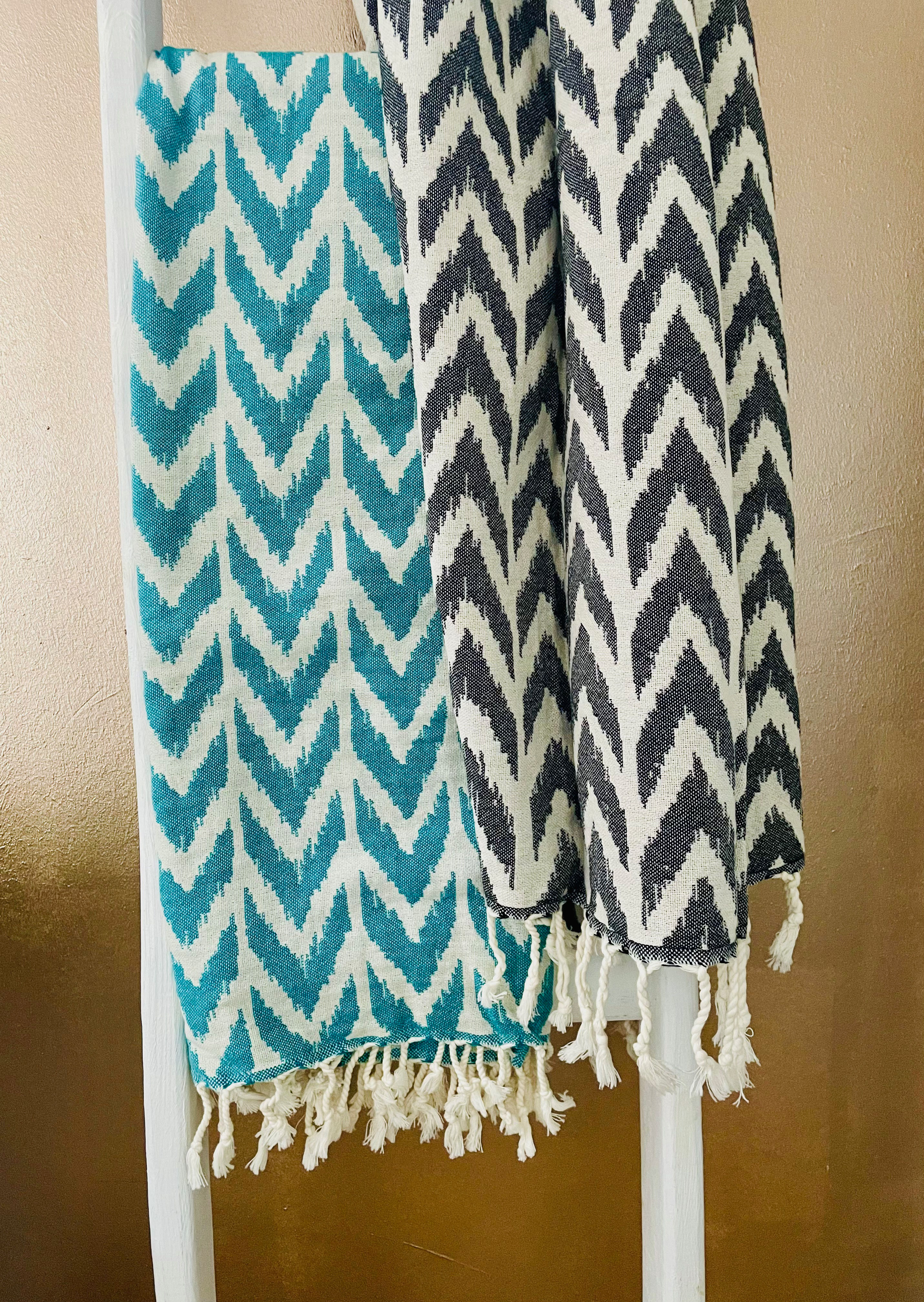 Hamamtuch türkis schwarz bio fair