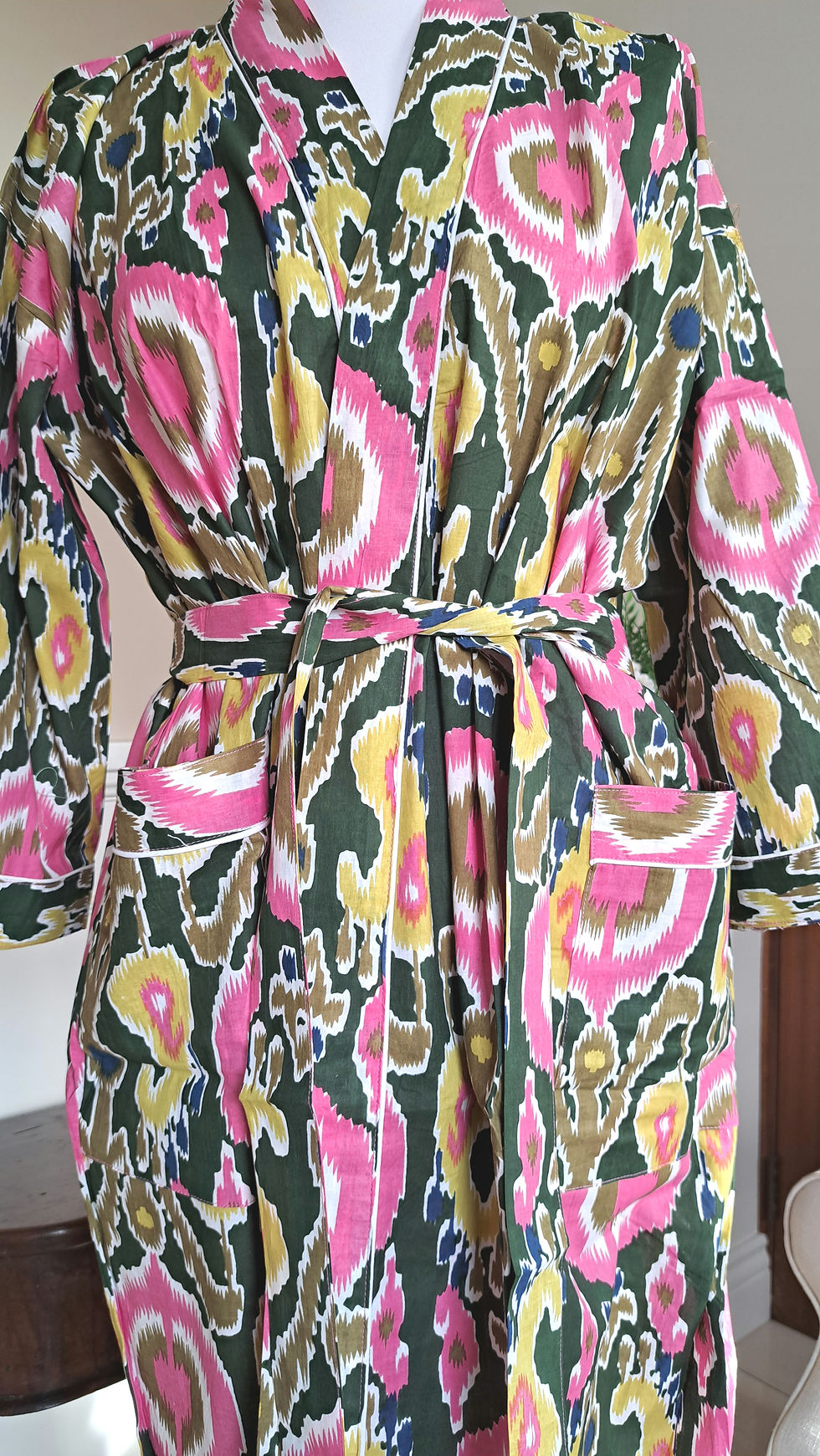 Thumbnail: Persia Bottle Green Ikat Robe