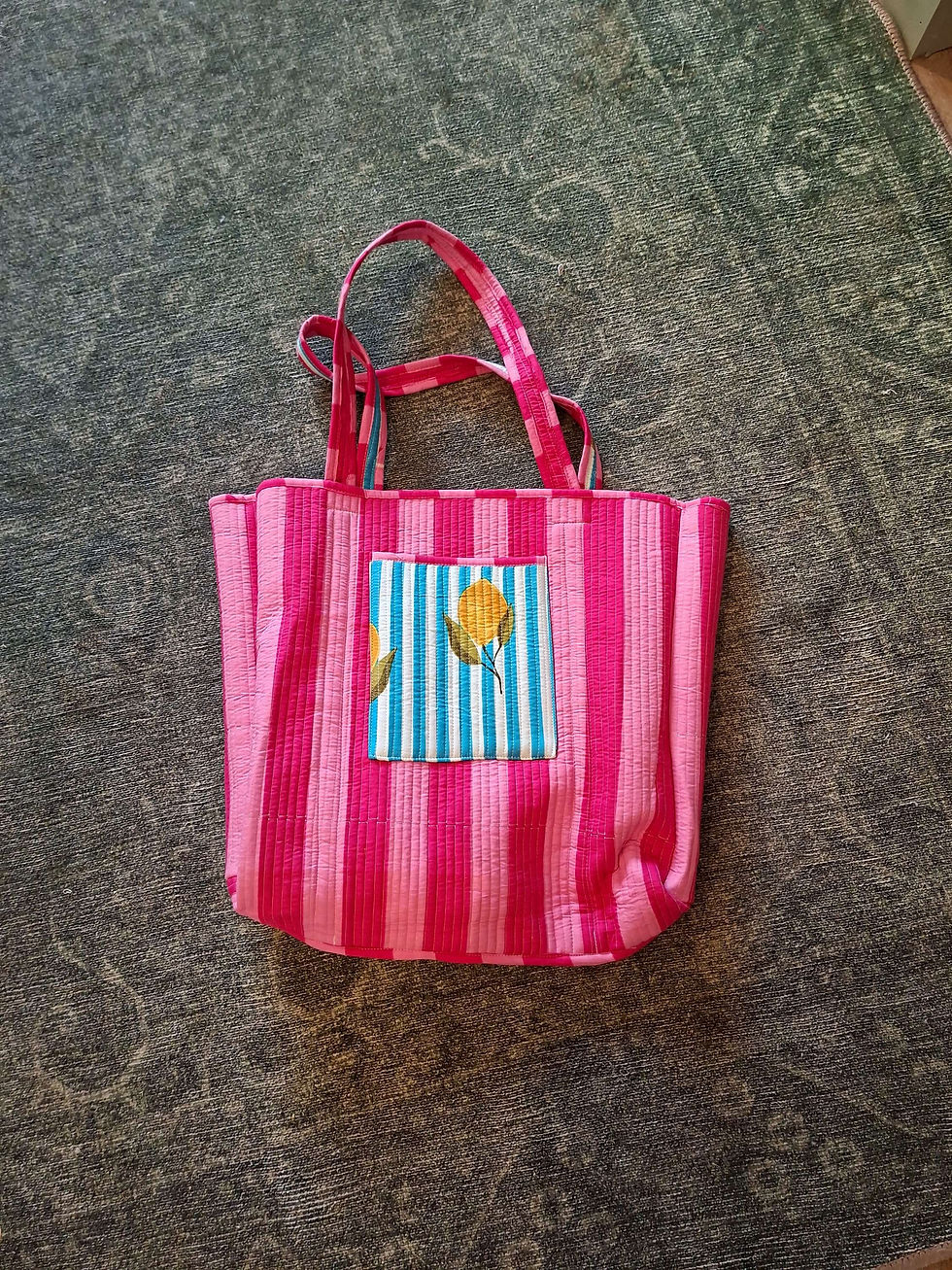 Thumbnail: Lemon Quilted Cotton Tote