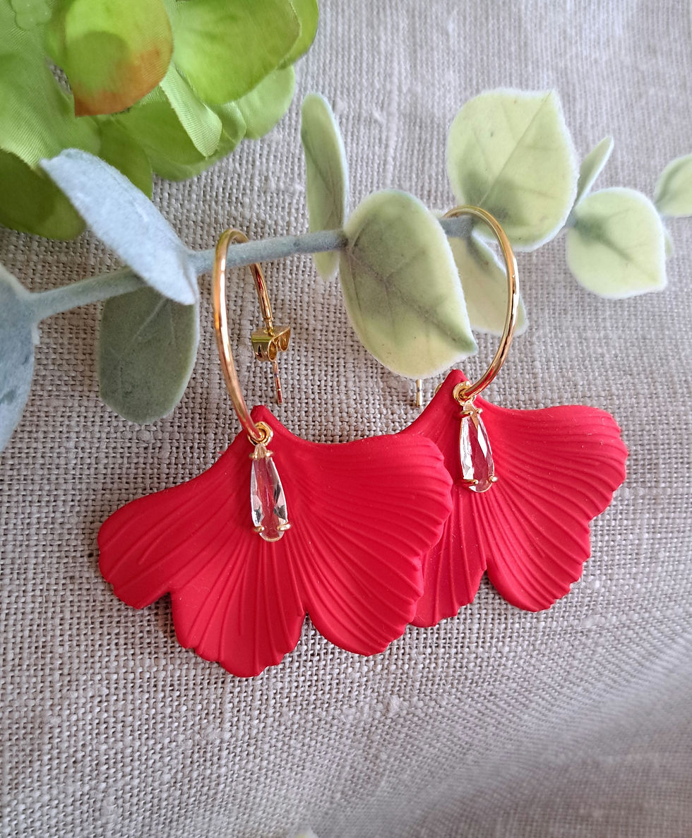Thumbnail: Gingko leaf hoop earrings