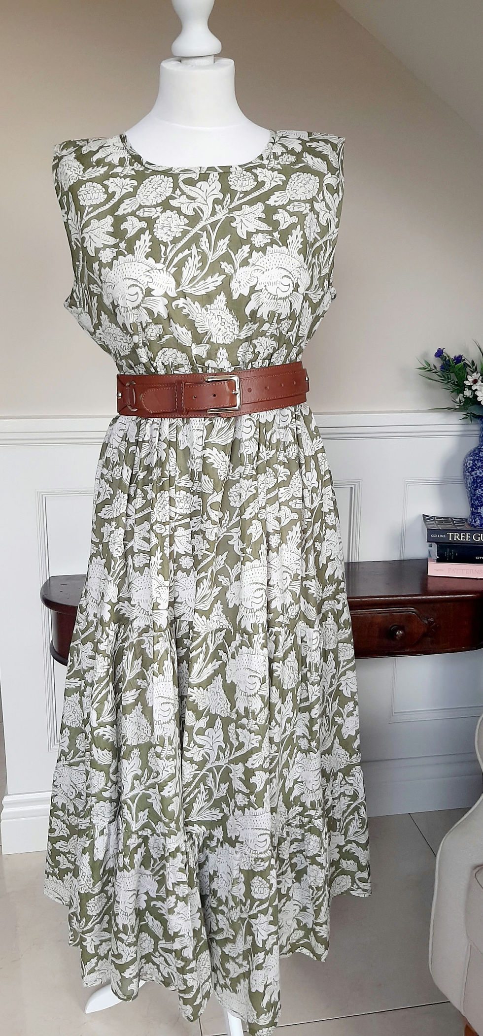 Thumbnail: Olive Block Print Maxi Dress
