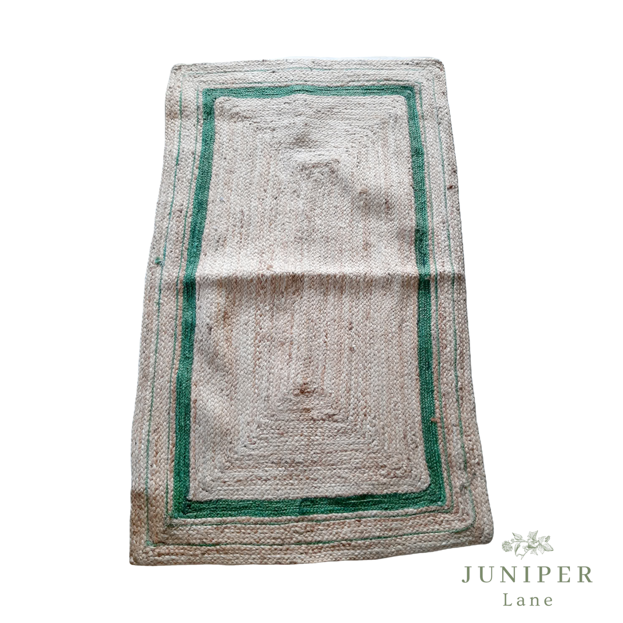 Green Border Jute Rug