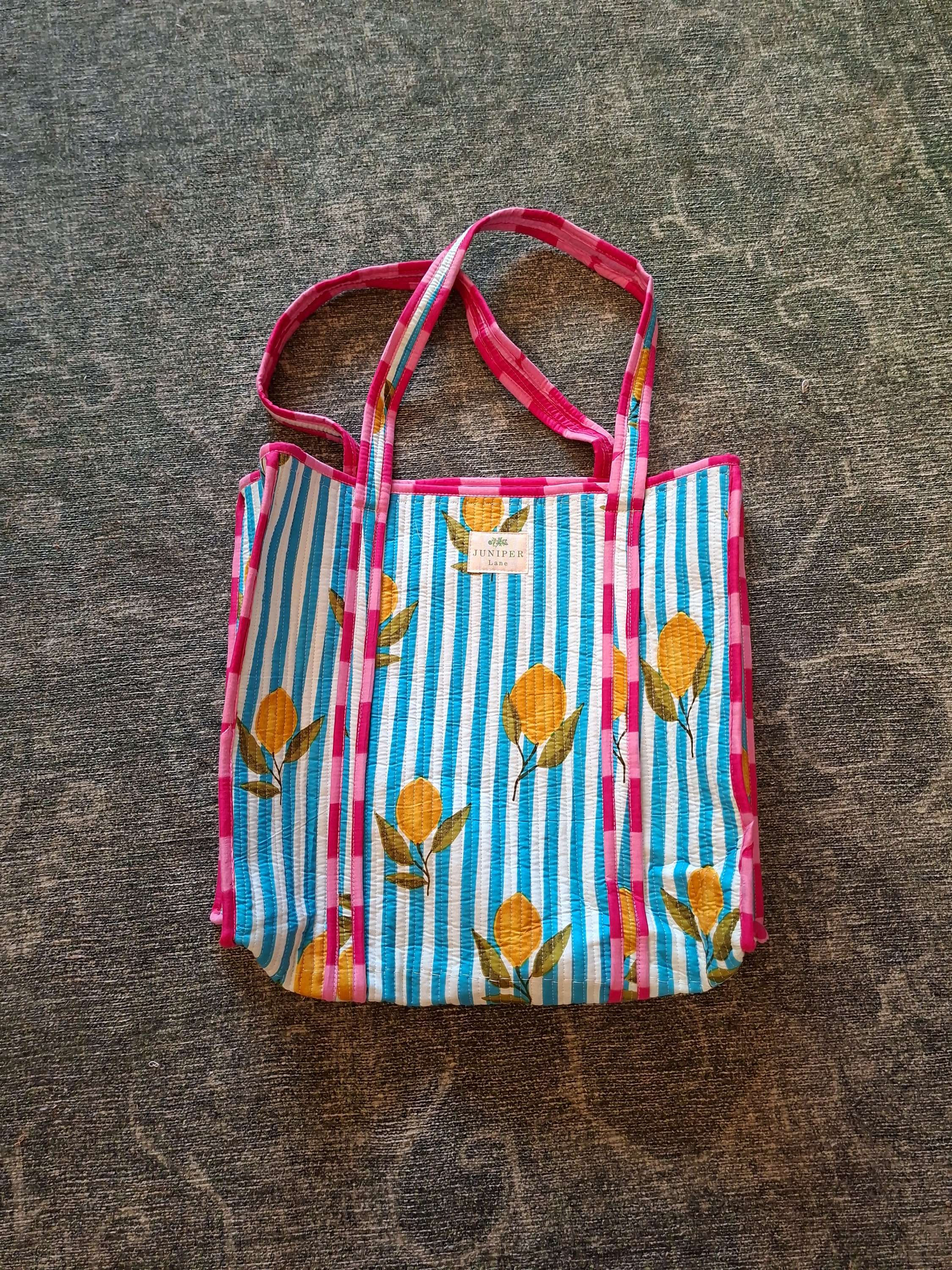Lemon Quilted Cotton Tote