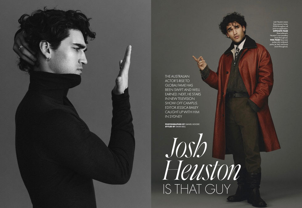 Josh Heuston wearing BOSS for Elle Man by Daniel Goode and Ewan Bell