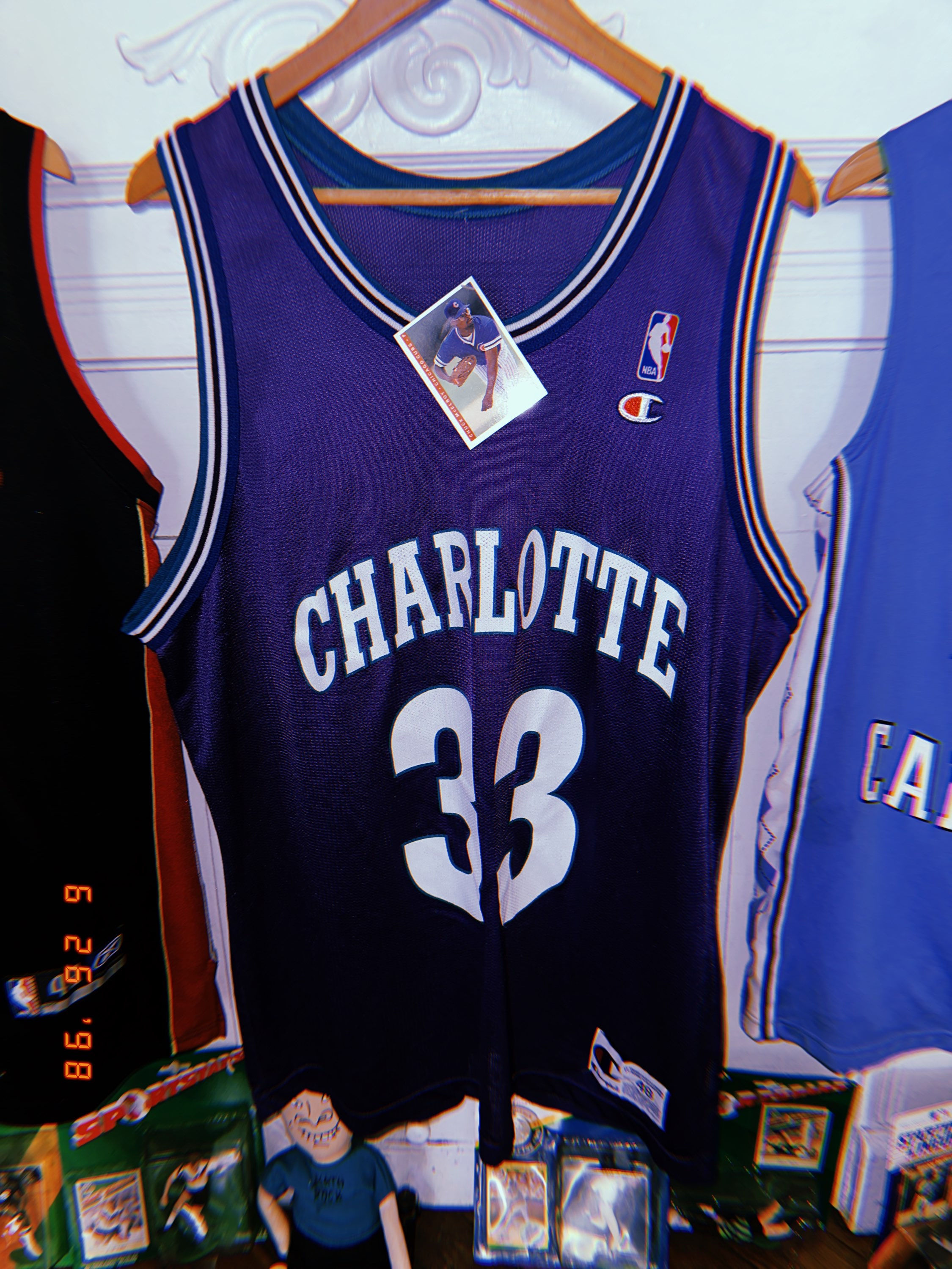 Vintage Champion Alonzo Mourning Charlotte Hornets Jersey 
